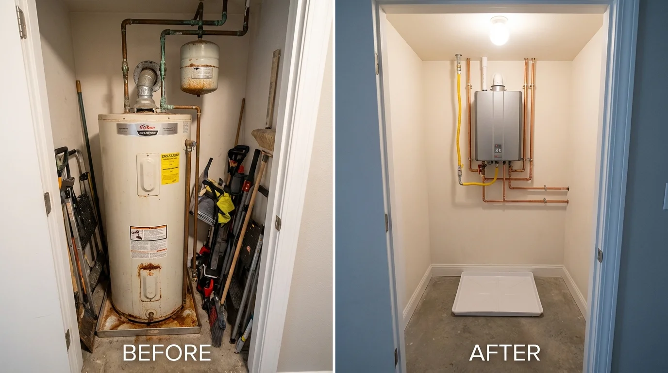 Tank water heater versus wall-mounted tankless unit comparison for Millville, NJ homeowners